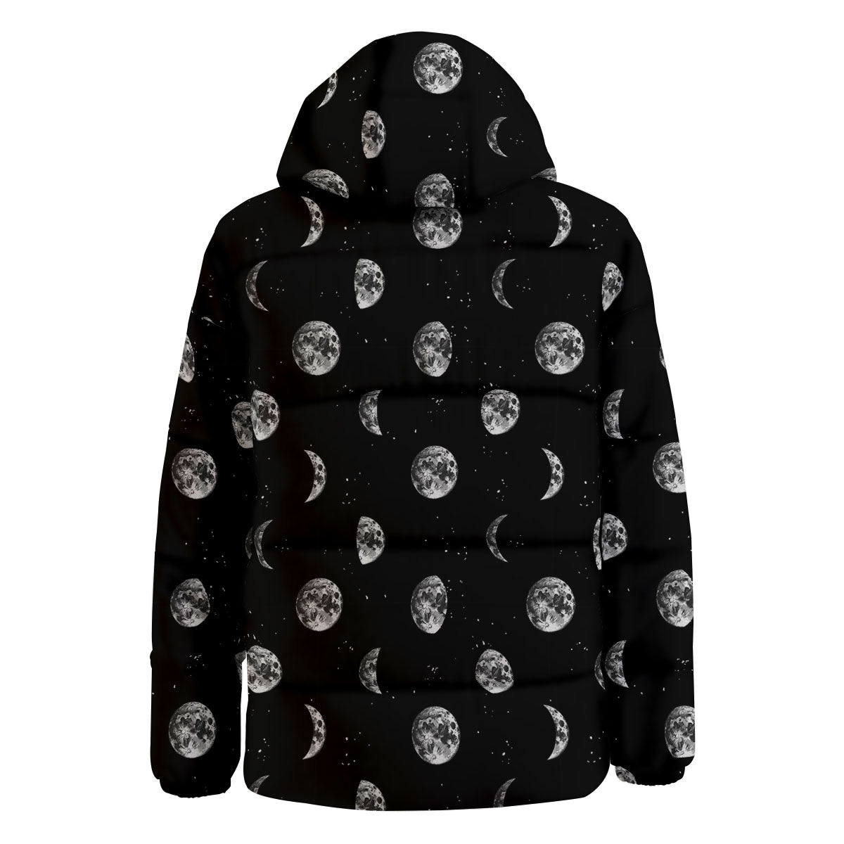 Stars And Moon Phase Print Pattern Down Jacket-grizzshop
