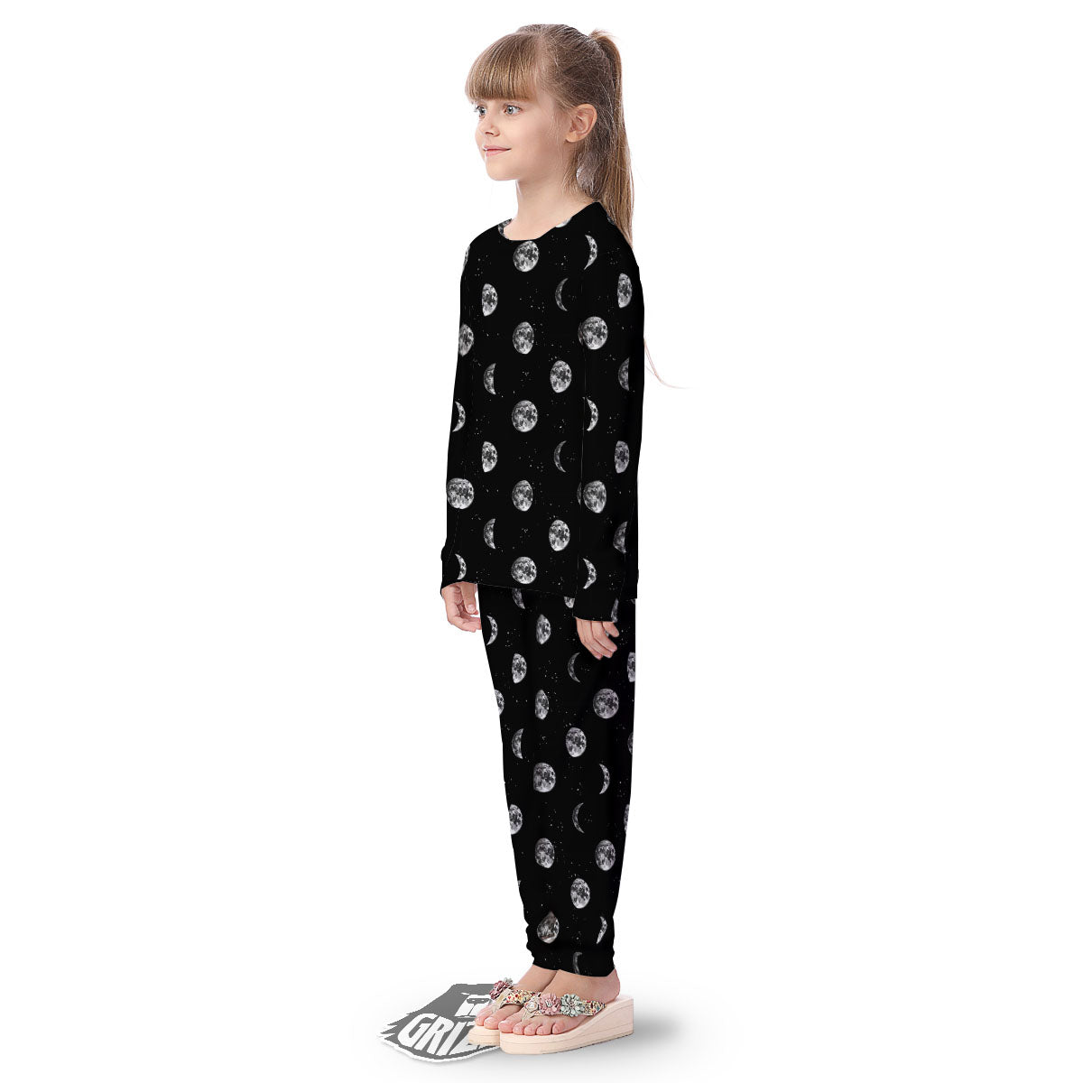 Stars And Moon Phase Print Pattern Kid's Pajamas-grizzshop