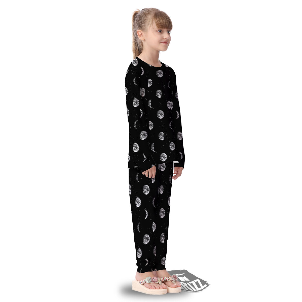 Stars And Moon Phase Print Pattern Kid's Pajamas-grizzshop