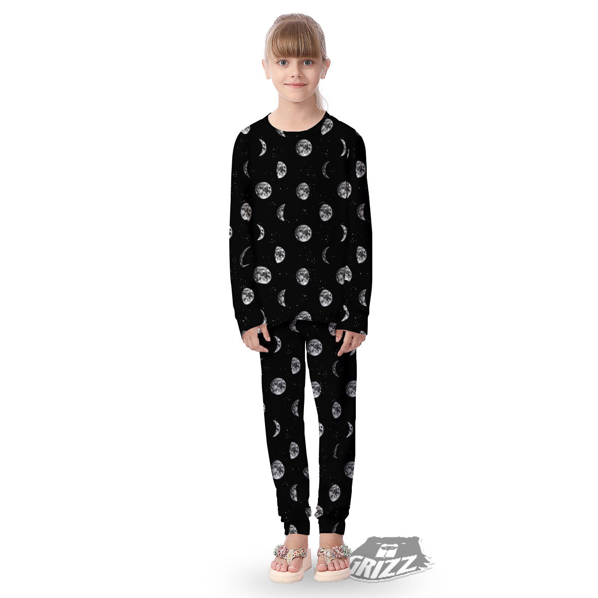 Stars And Moon Phase Print Pattern Kid's Pajamas-grizzshop