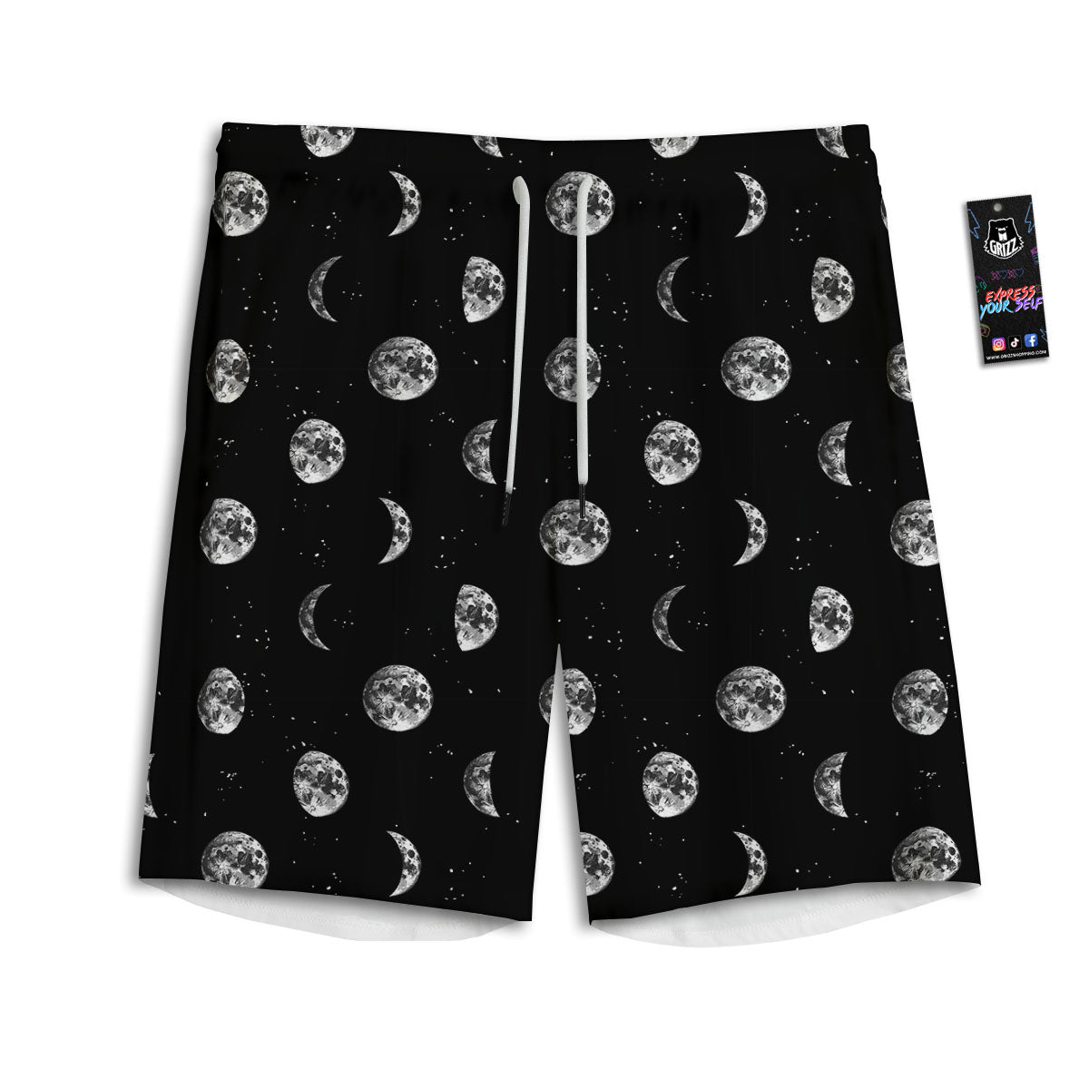 Stars And Moon Phase Print Pattern Men's Athletic Shorts