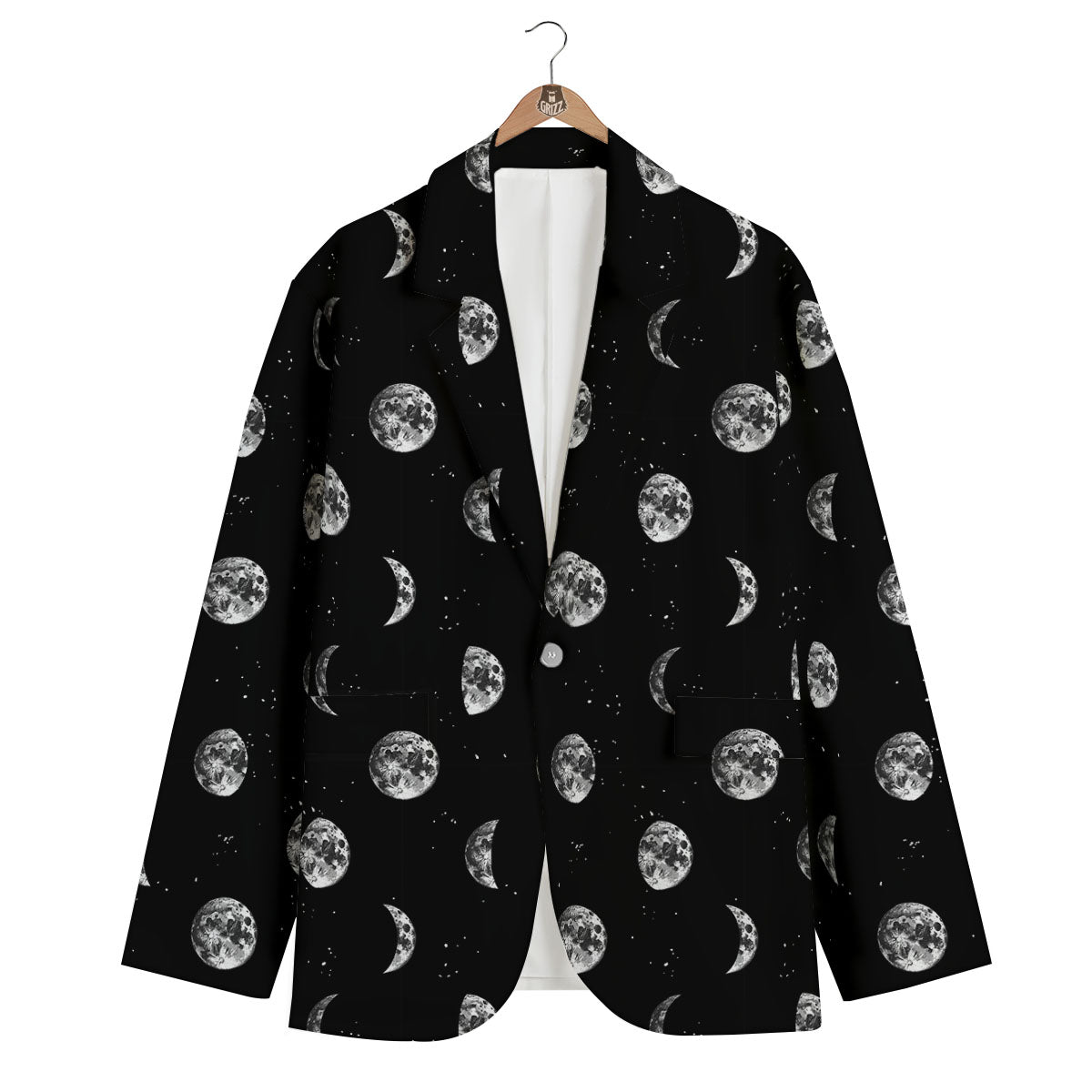 Stars And Moon Phase Print Pattern Men's Blazer-grizzshop