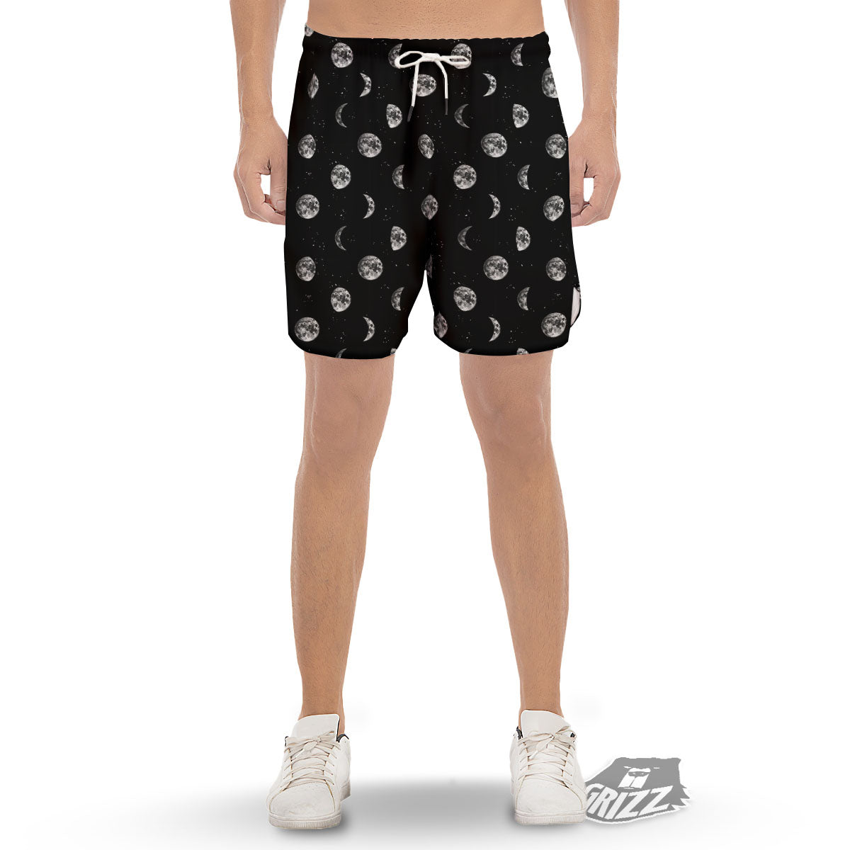 Stars And Moon Phase Print Pattern Men's Gym Shorts-grizzshop
