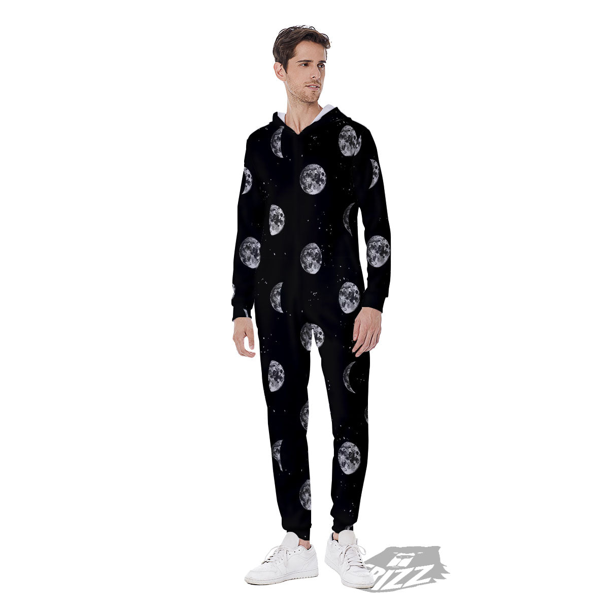 Stars And Moon Phase Print Pattern Men's Jumpsuit-grizzshop
