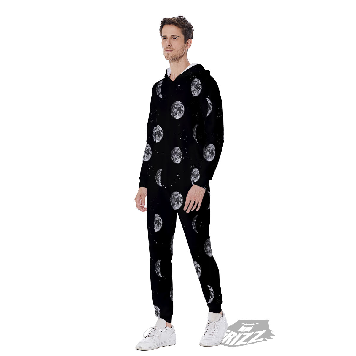 Stars And Moon Phase Print Pattern Men's Jumpsuit-grizzshop