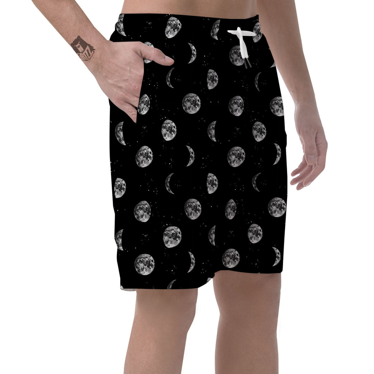 Stars And Moon Phase Print Pattern Men's Shorts-grizzshop