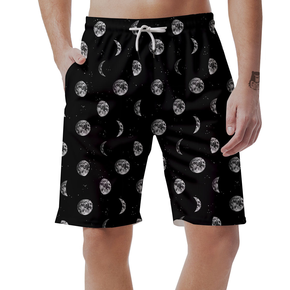Stars And Moon Phase Print Pattern Men's Shorts-grizzshop