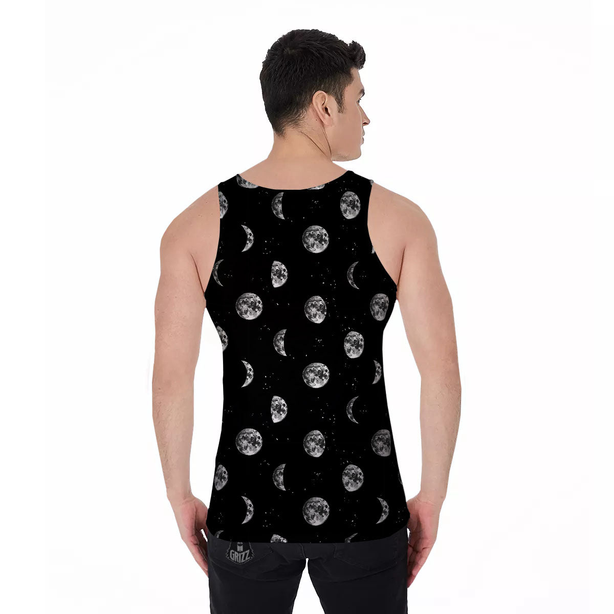 Stars And Moon Phase Print Pattern Men's Tank Top-grizzshop