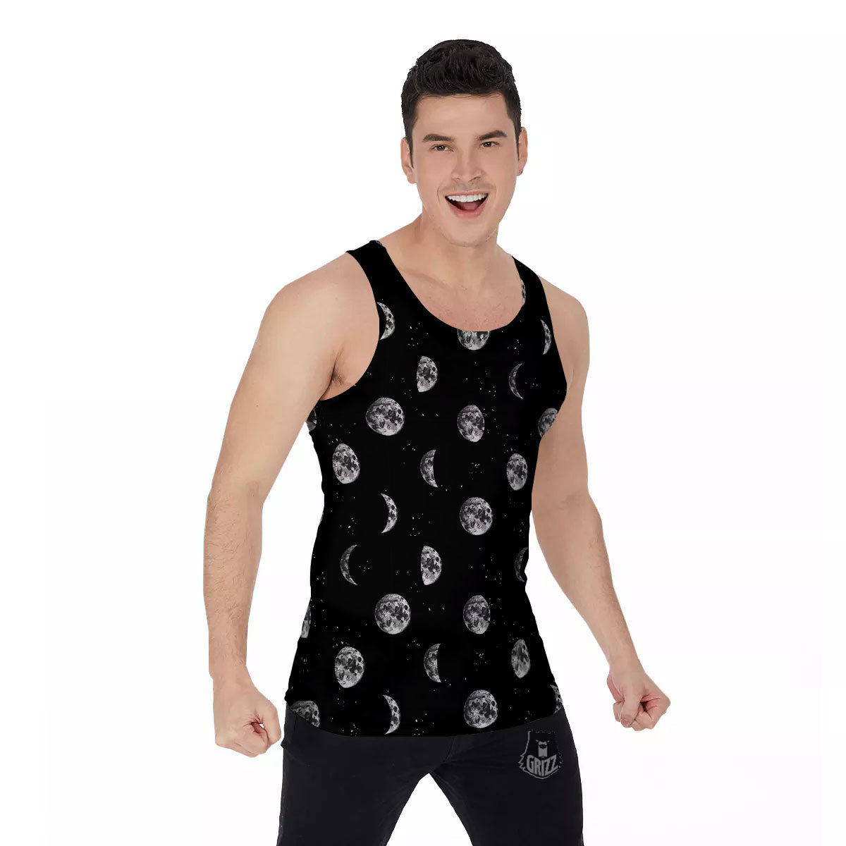 Stars And Moon Phase Print Pattern Men's Tank Top-grizzshop