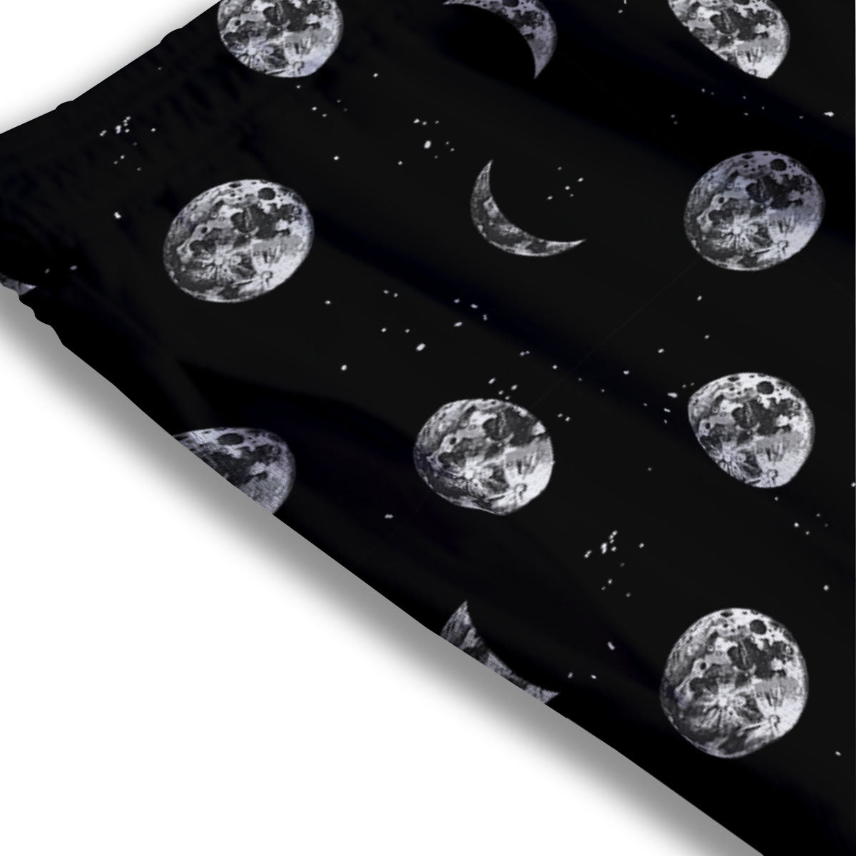 Stars And Moon Phase Print Pattern Mesh Shorts