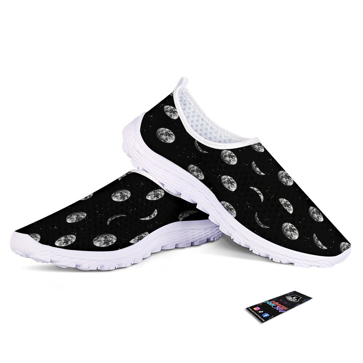 Stars And Moon Phase Print Pattern Nurse Shoes-grizzshop