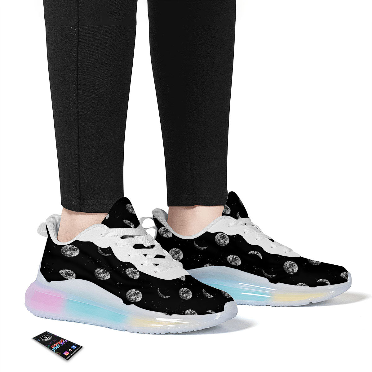 Stars And Moon Phase Print Pattern Running Sneakers-grizzshop