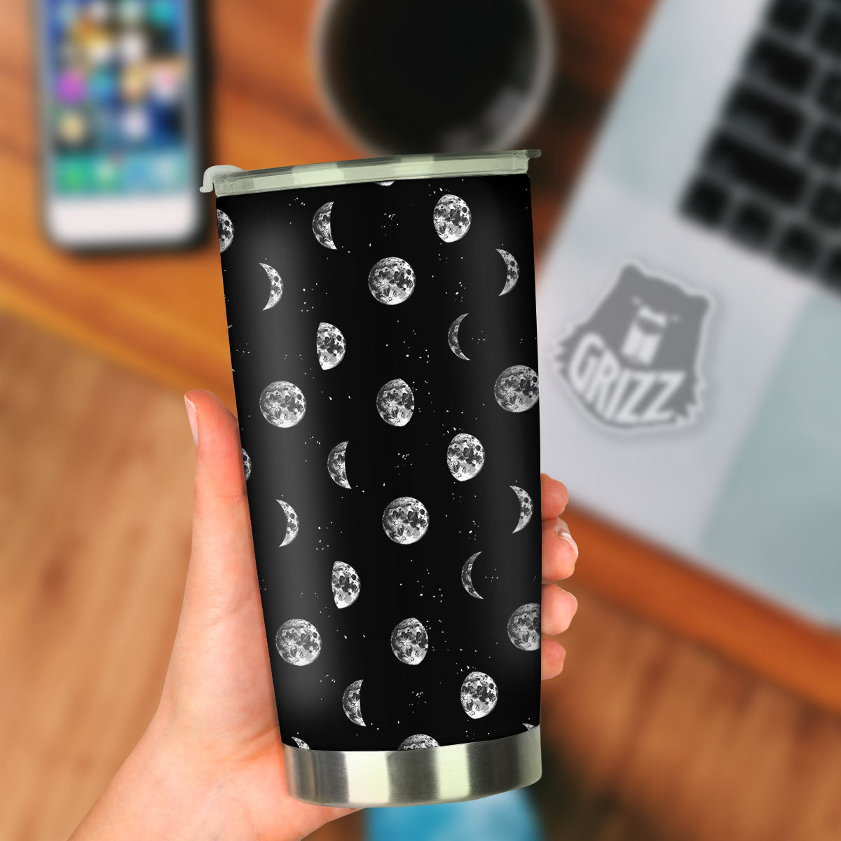 Stars And Moon Phase Print Pattern Tumbler-grizzshop