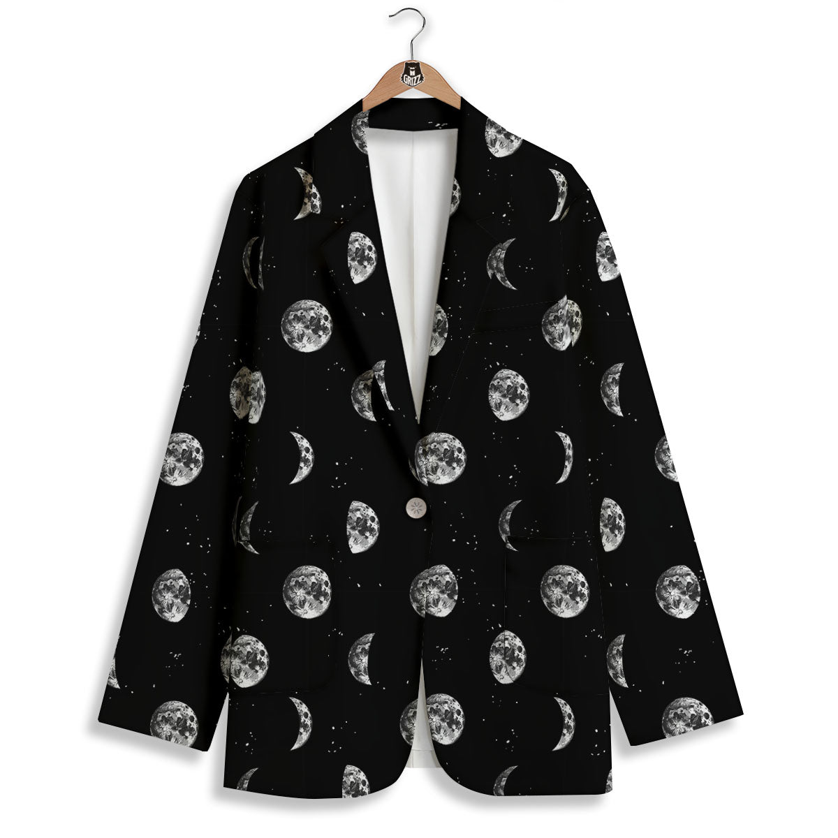 Stars And Moon Phase Print Pattern Women's Blazer-grizzshop