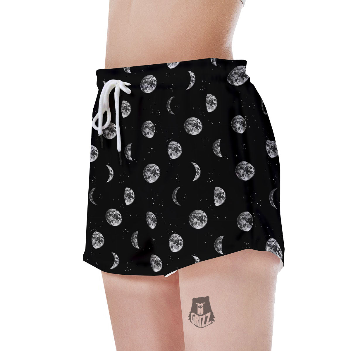 Stars And Moon Phase Print Pattern Women's Shorts-grizzshop