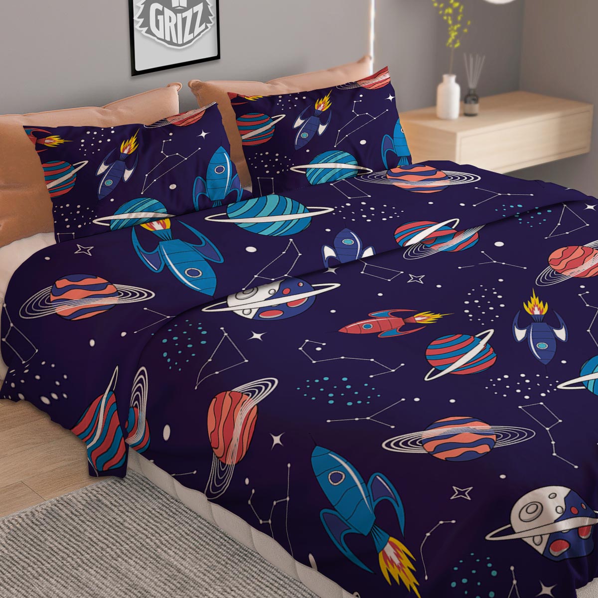 Sunflower Stripe Print Pattern Duvet Cover Bedding Set