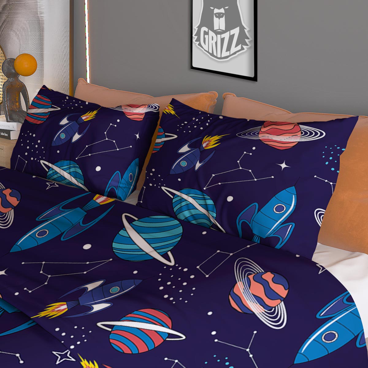 Sunflower Stripe Print Pattern Duvet Cover Bedding Set