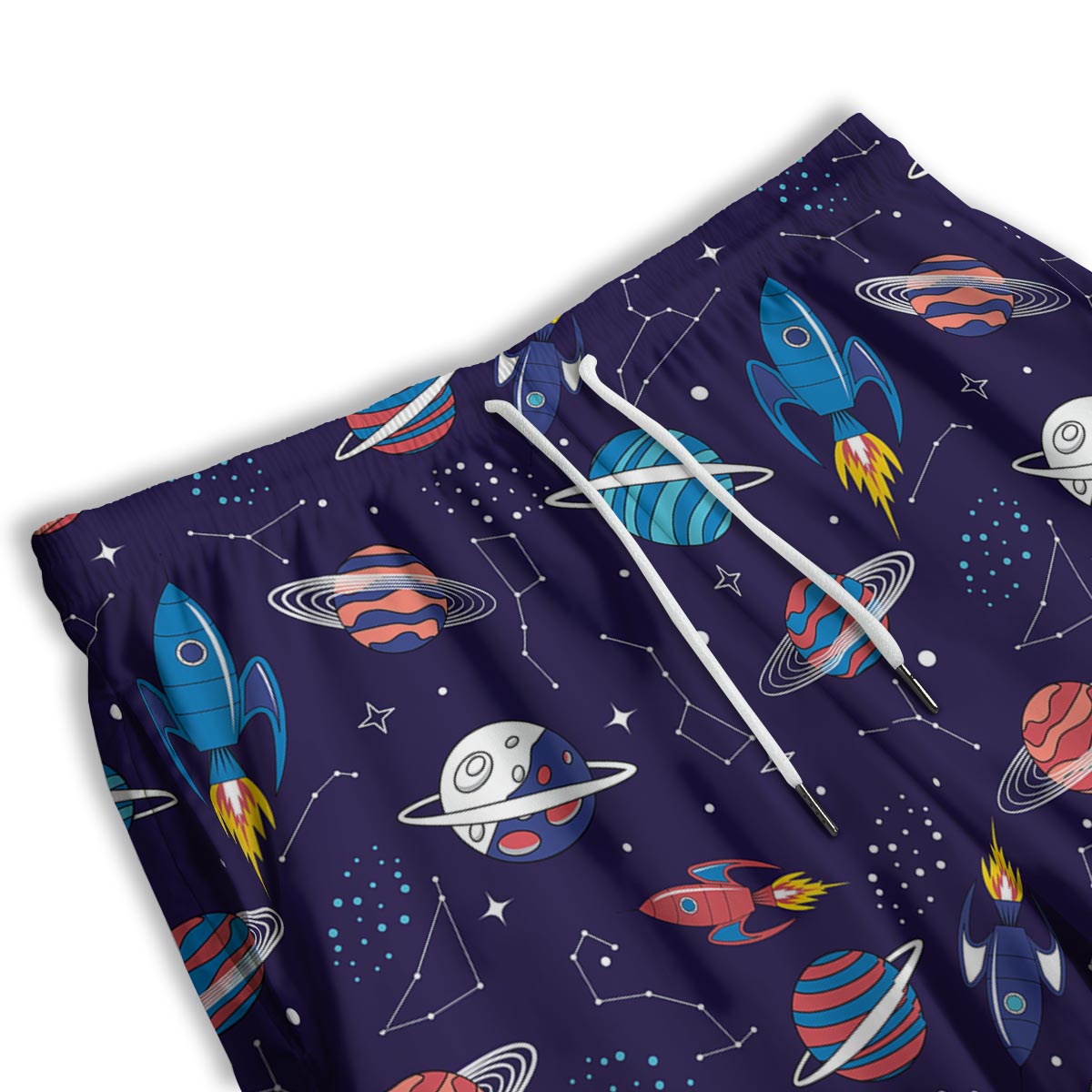Stars And Rockets Print Pattern Men's Athletic Shorts