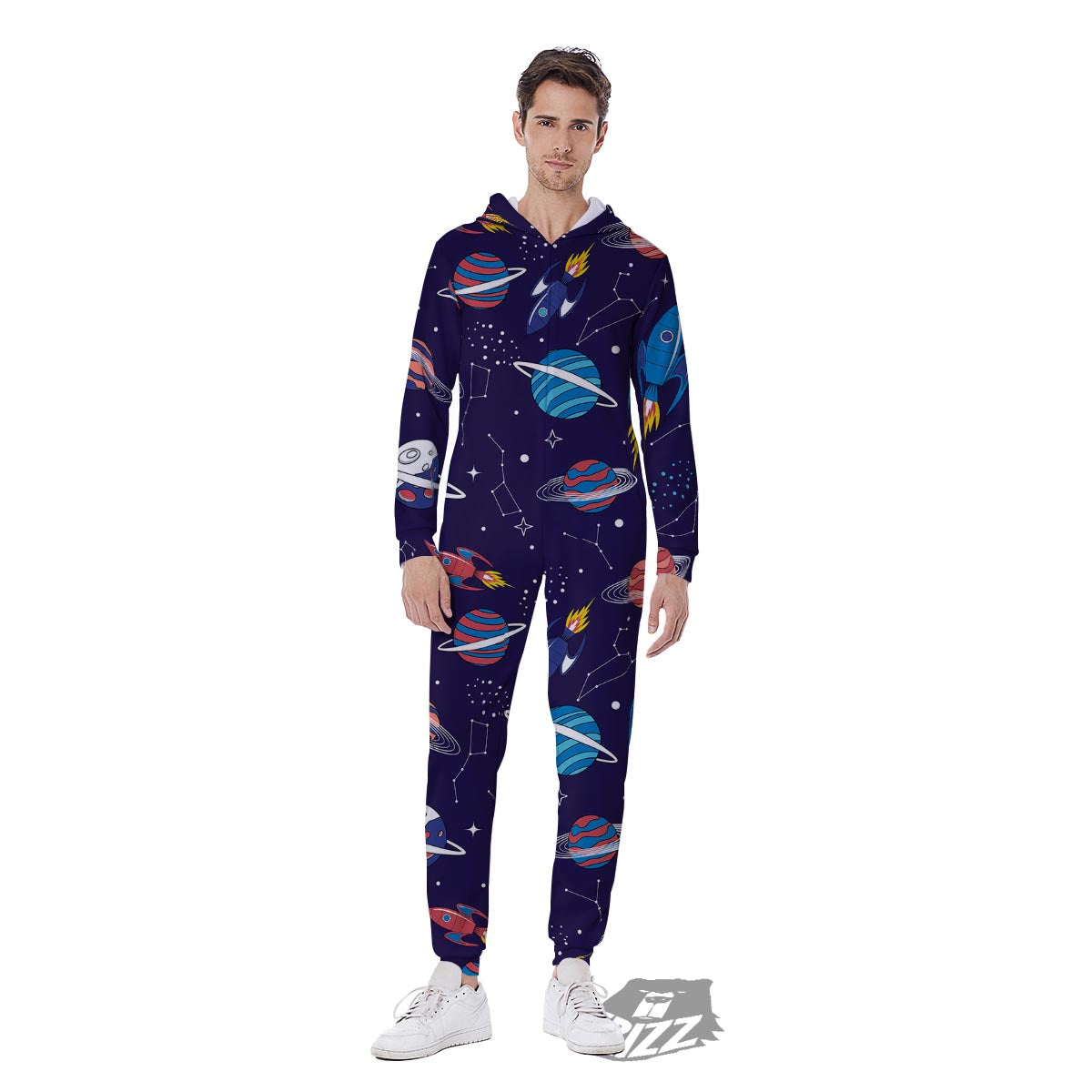 Stars And Rockets Print Pattern Men's Jumpsuit-grizzshop