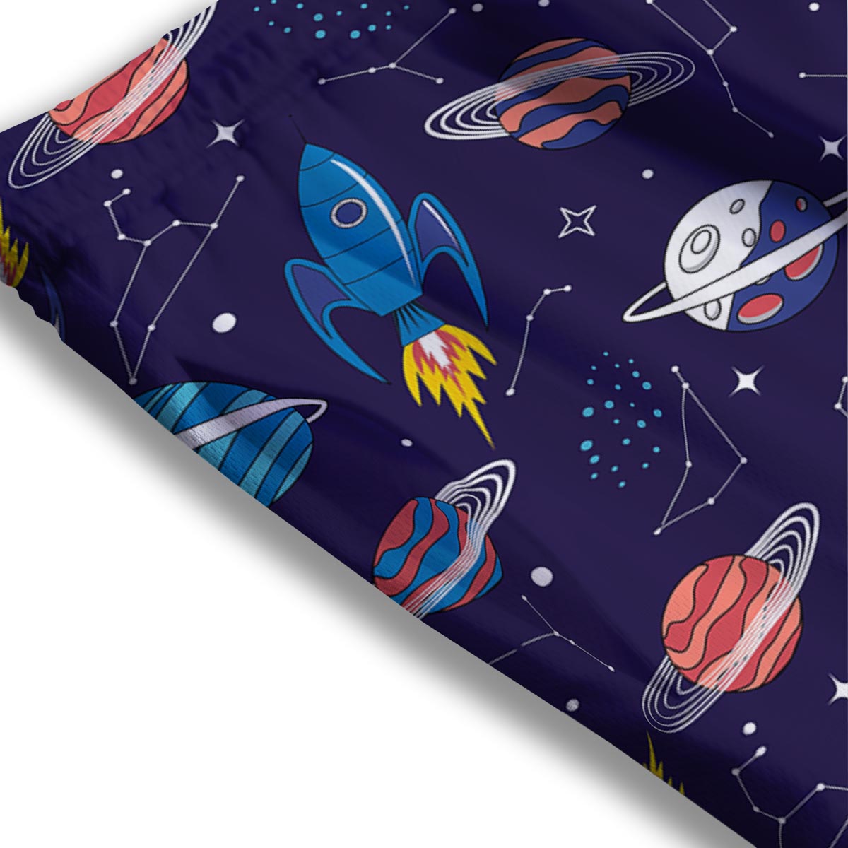 Stars And Rockets Print Pattern Mesh Shorts