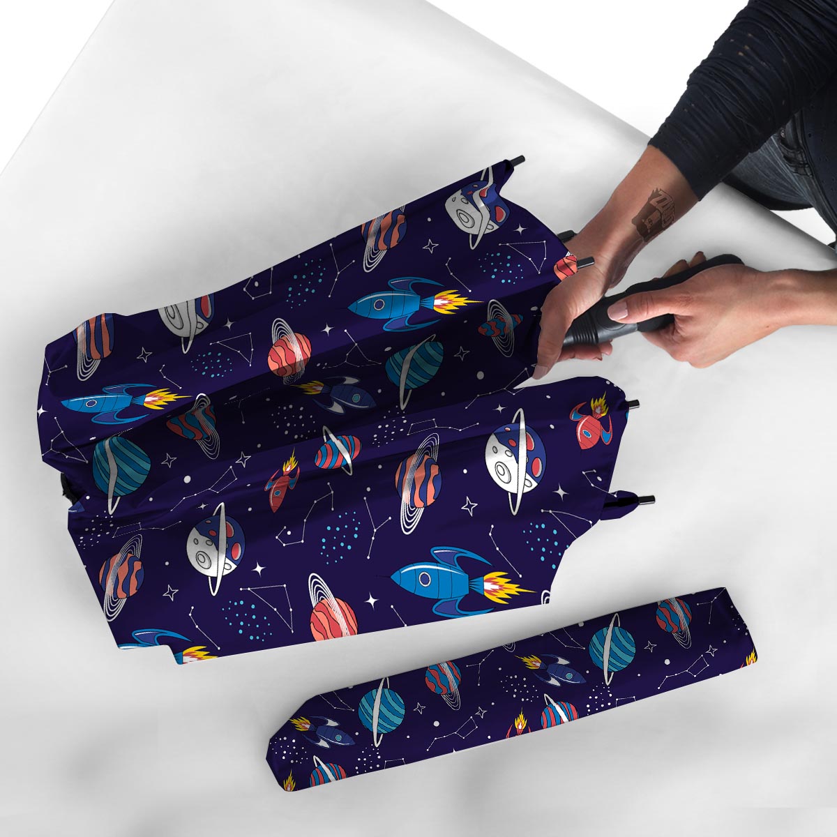 Stars And Rockets Print Pattern Umbrella-grizzshop
