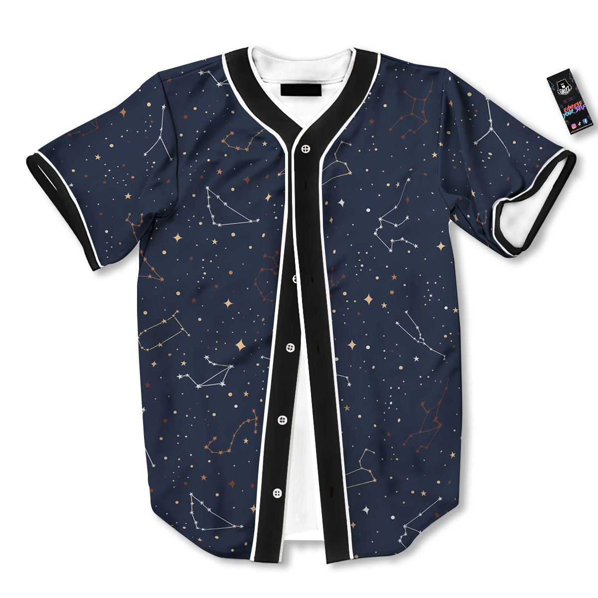 Stars Constellation Print Pattern Baseball Jersey-grizzshop