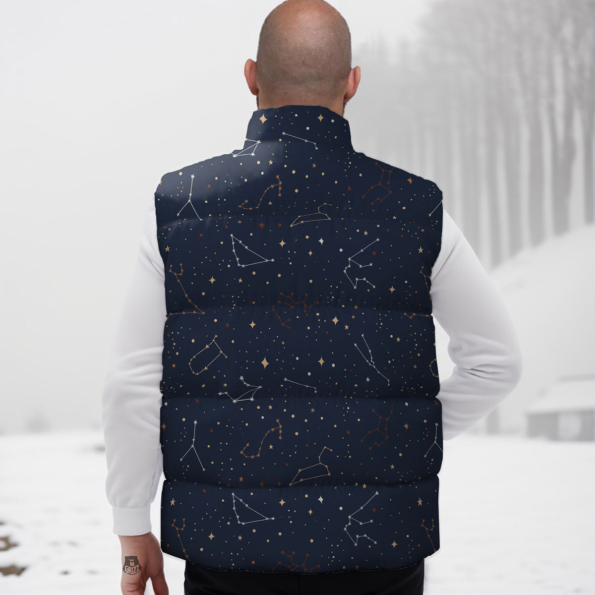 Stars Constellation Print Pattern Down Vest
