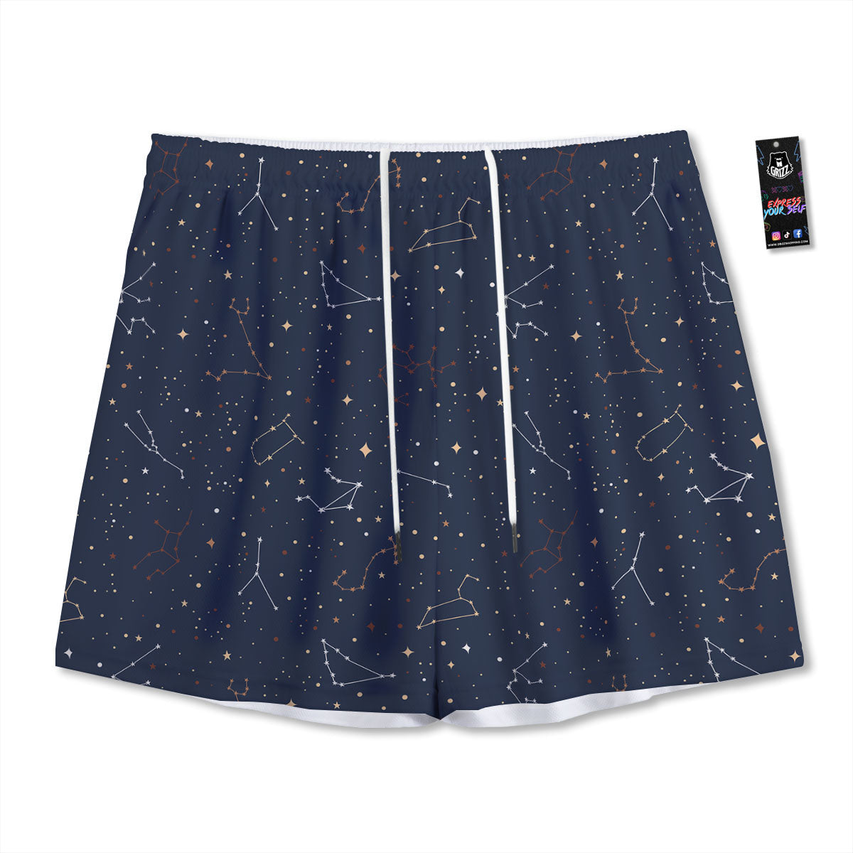 Slices Lime Green Print Pattern Mesh Shorts