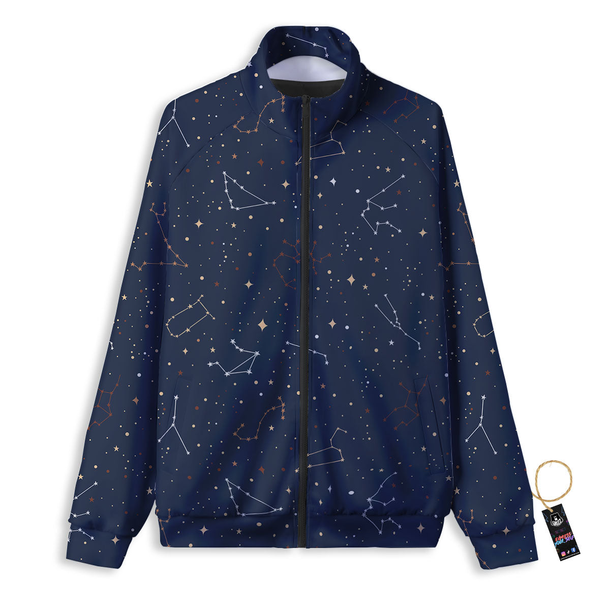 Stars Constellation Print Pattern Track Jacket-grizzshop
