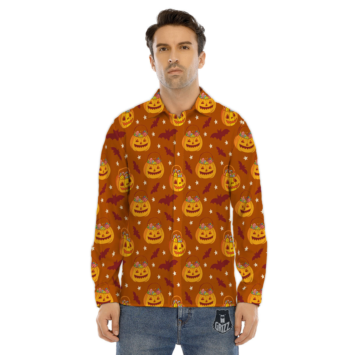 Stars Halloween Print Pattern Men's Dress Shirts-grizzshop