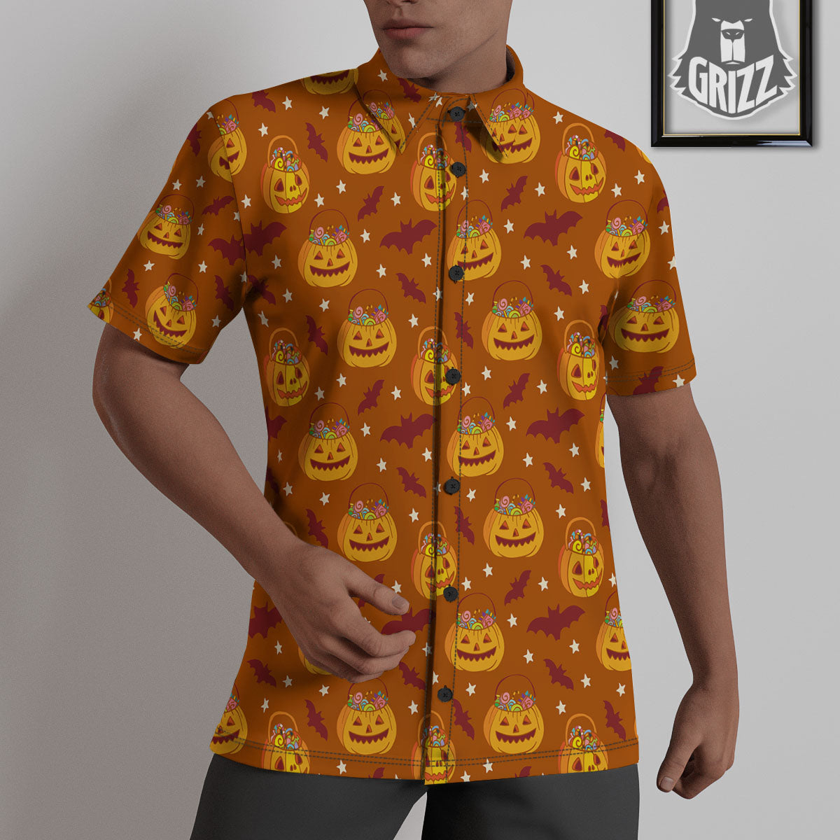 Stars Halloween Print Pattern Untucked Shirts-grizzshop