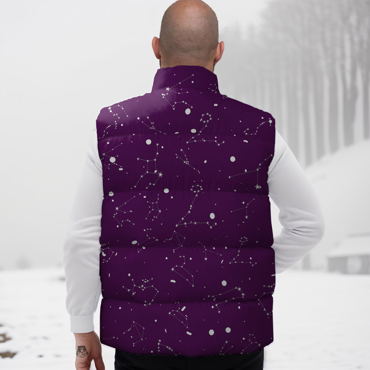 Stars Purple Zodiac Print Pattern Down Vest