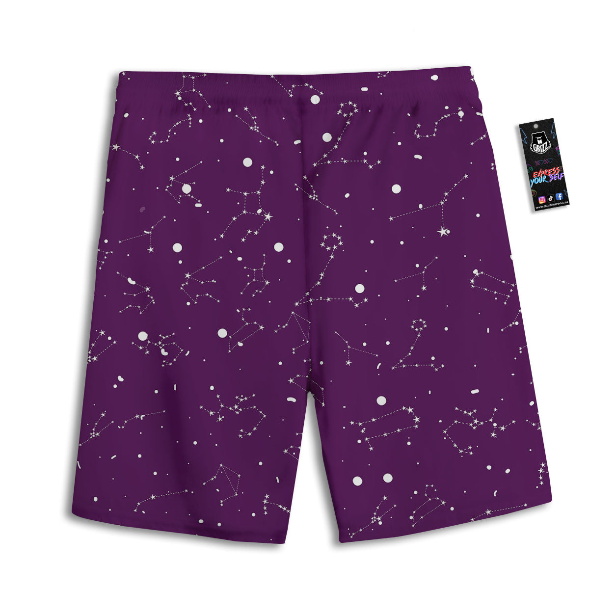 Stars Purple Zodiac Print Pattern Men's Athletic Shorts