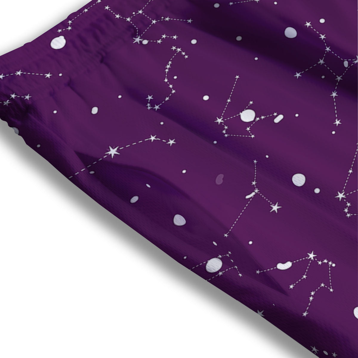 Stars Purple Zodiac Print Pattern Mesh Shorts