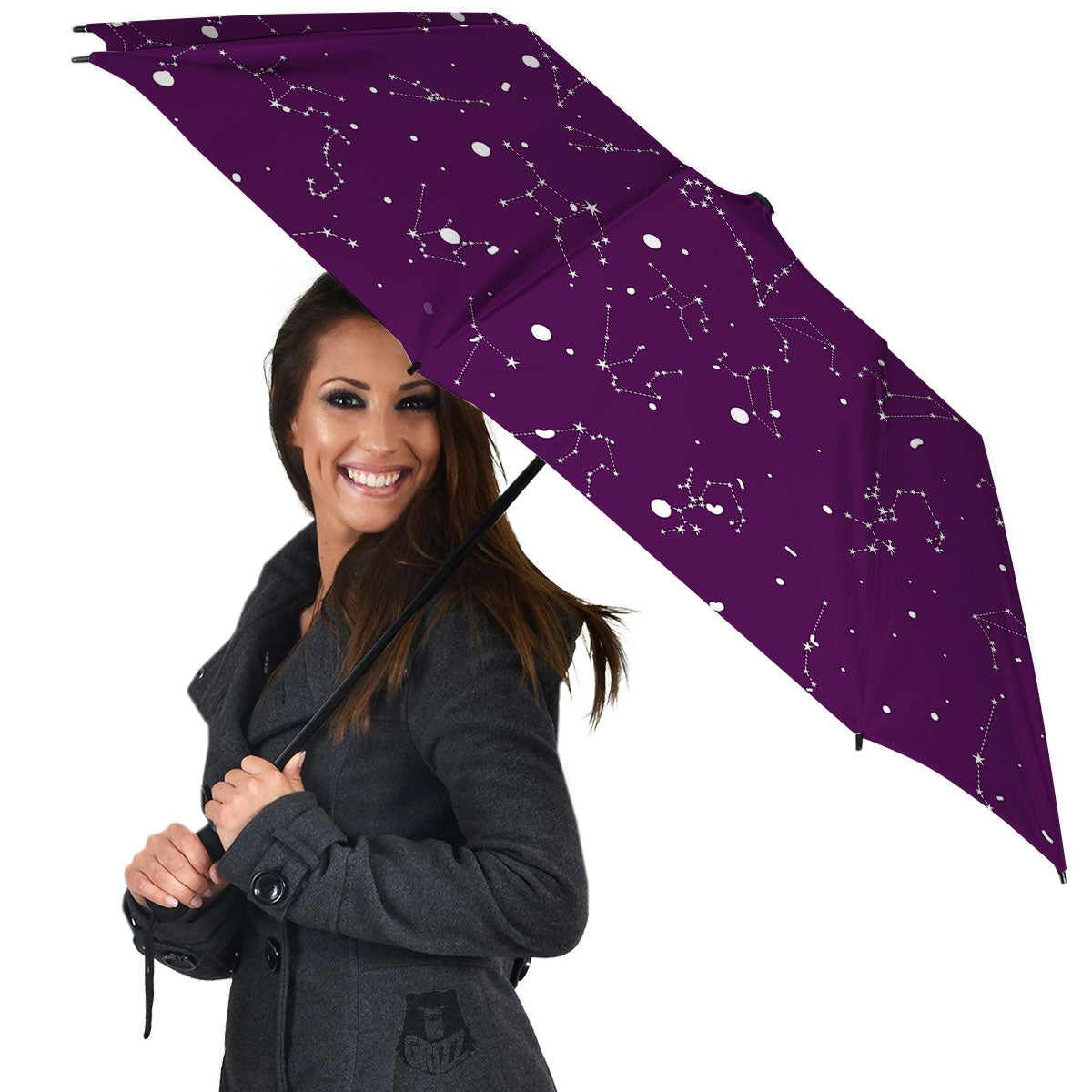 Stars Purple Zodiac Print Pattern Umbrella-grizzshop