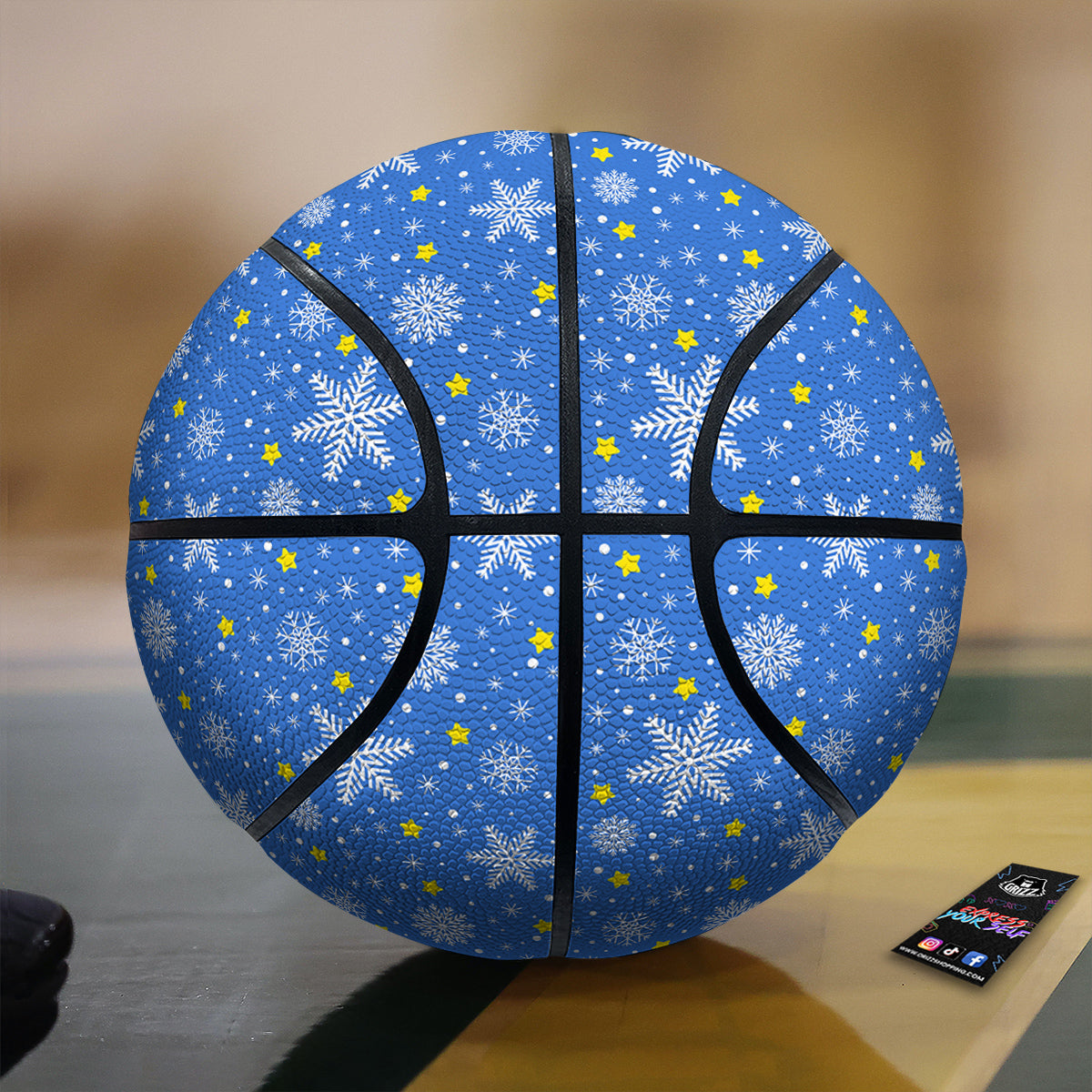 Stars And Christmas Snowflakes Print Basketball