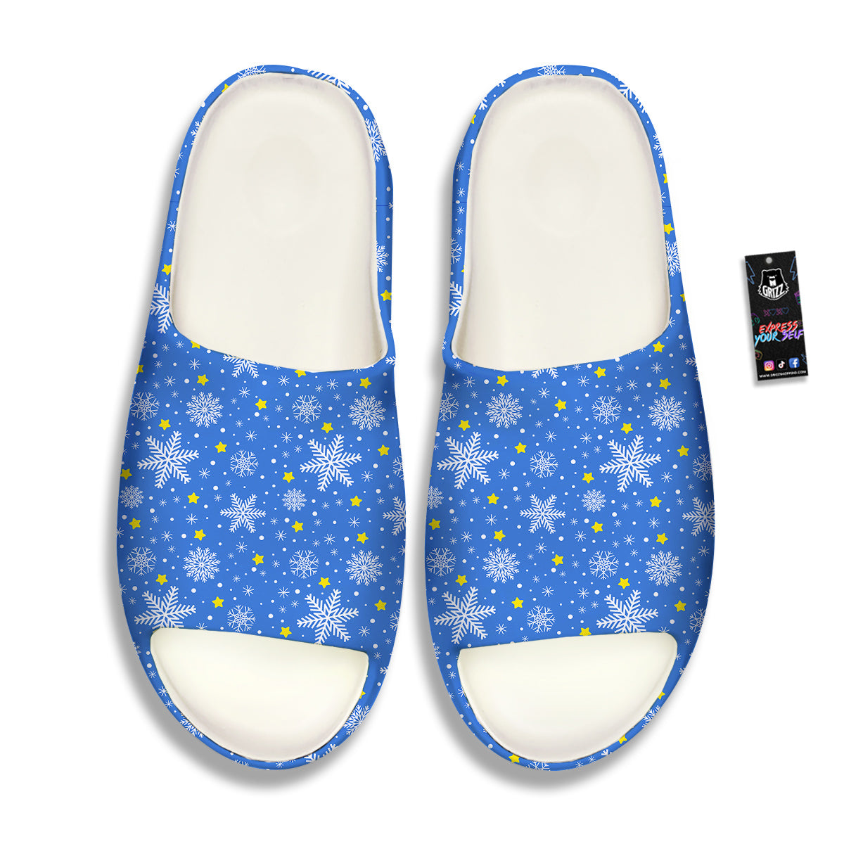 Stars And Christmas Snowflakes Print Sandals-grizzshop