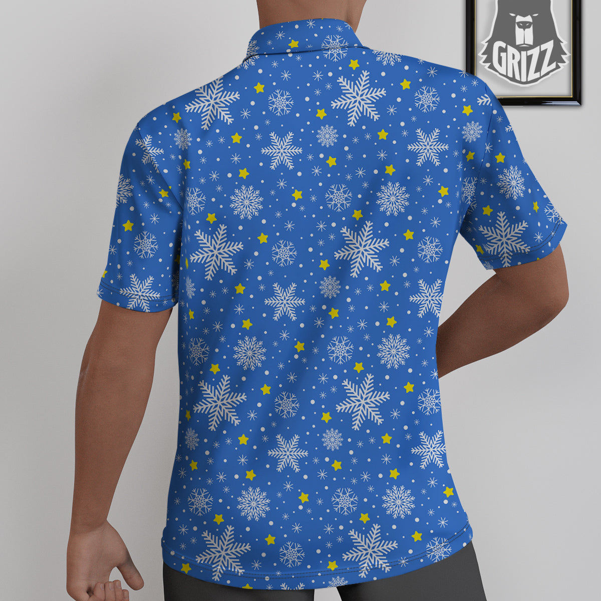 Stars And Christmas Snowflakes Print Untucked Shirts-grizzshop