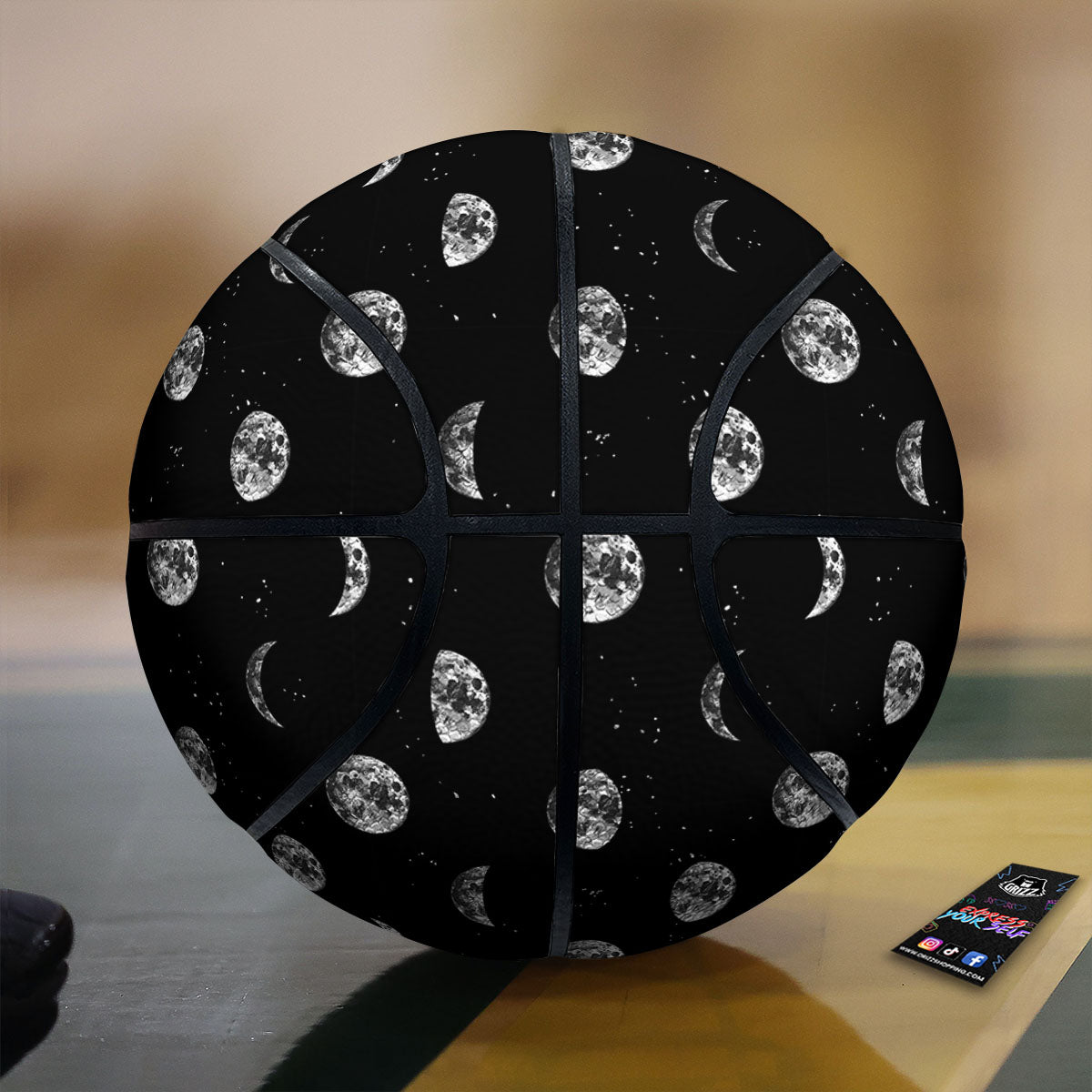 Stars And Moon Phase Print Pattern Basketball