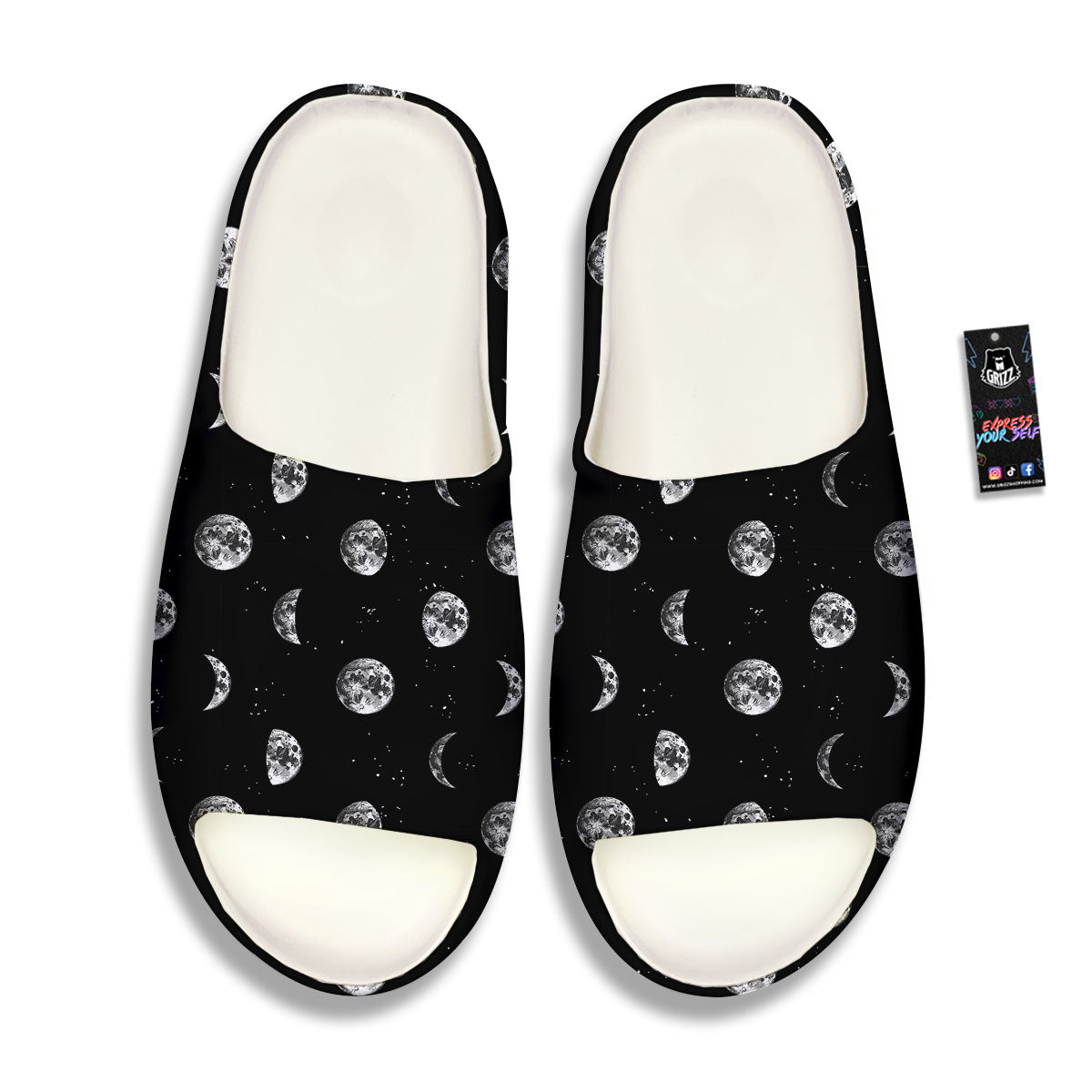 Stars And Moon Phase Print Pattern Sandals-grizzshop