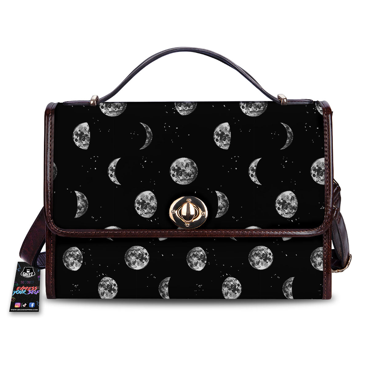 Stars And Moon Phase Print Pattern Women's Satchel Bag