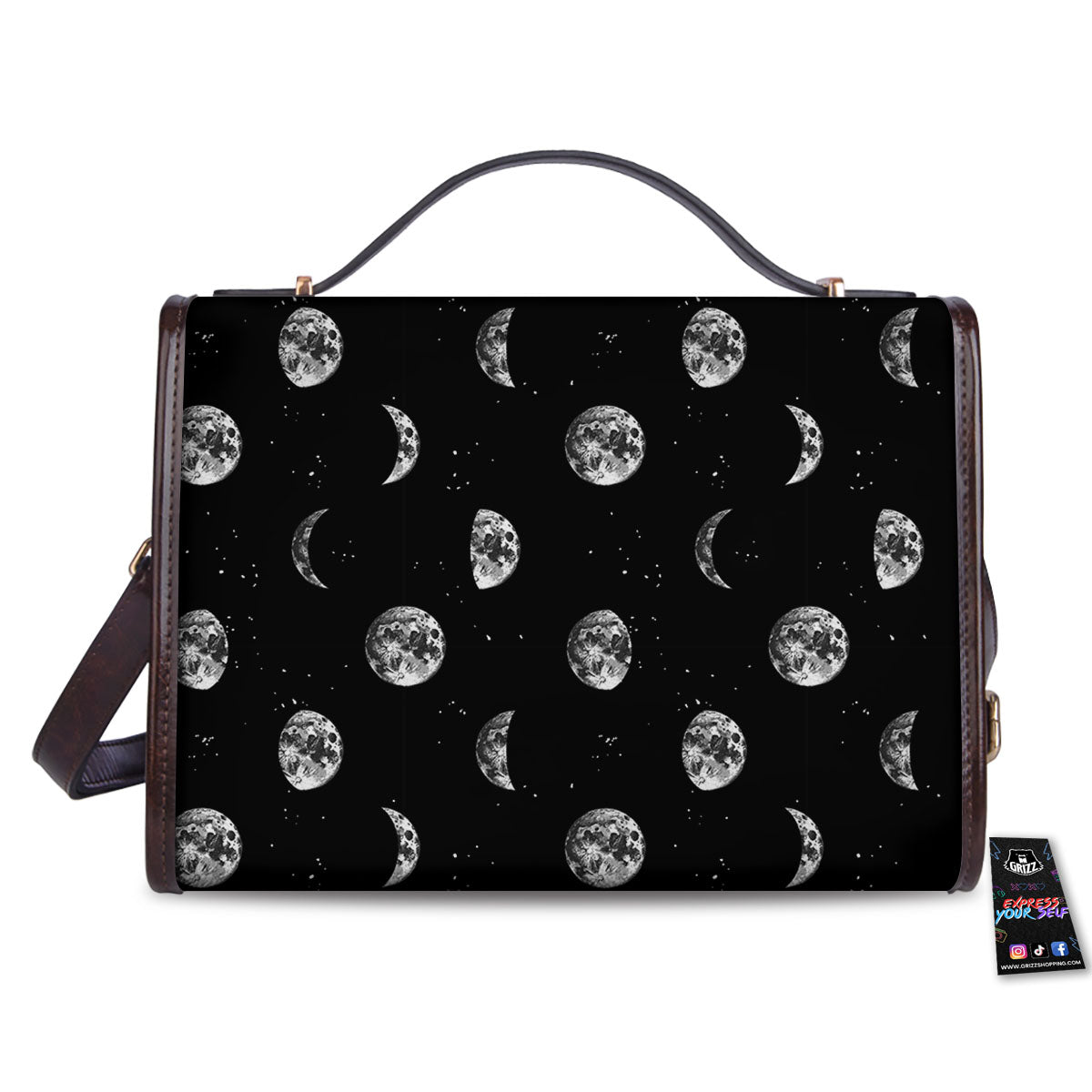 Stars And Moon Phase Print Pattern Women's Satchel Bag
