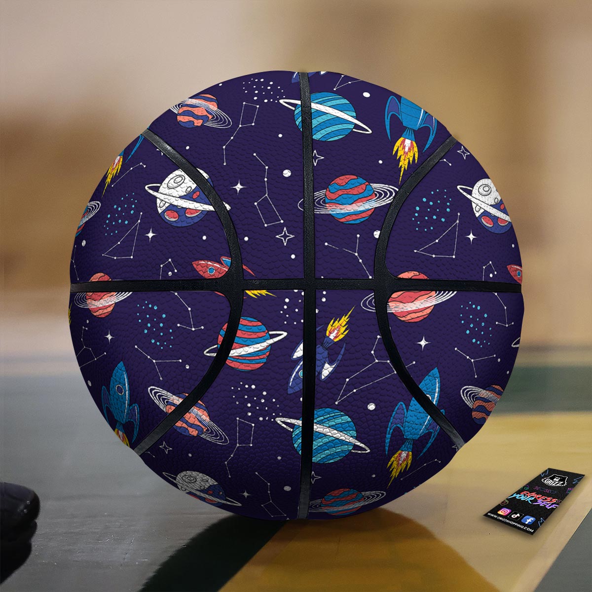 Sunflower Stripe Print Pattern Basketball
