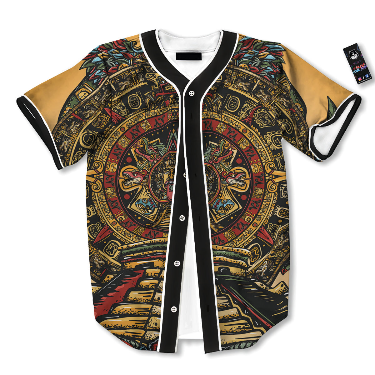 Statue Ancient Mayan Print Baseball Jersey-grizzshop