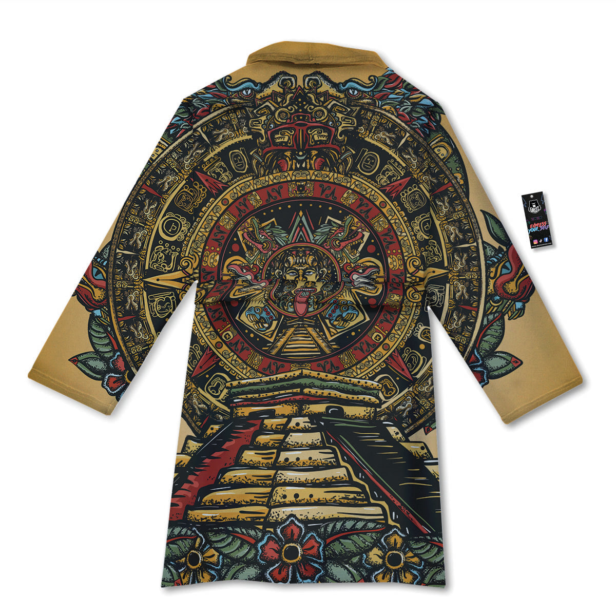 Statue Ancient Mayan Print Bathrobe-grizzshop