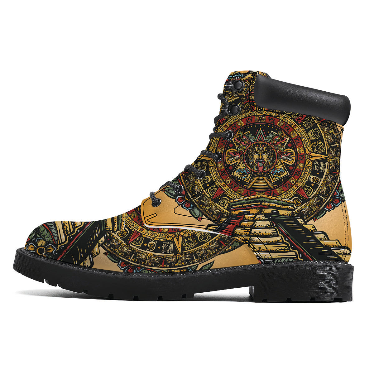 Statue Ancient Mayan Print Boots-grizzshop