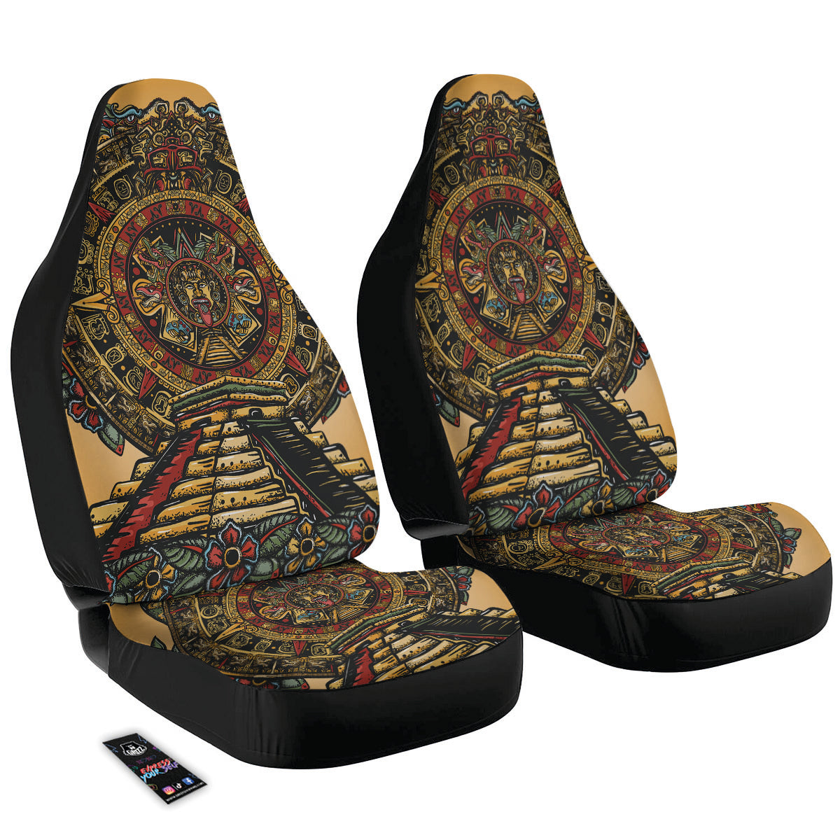 Statue Ancient Mayan Print Car Seat Covers-grizzshop