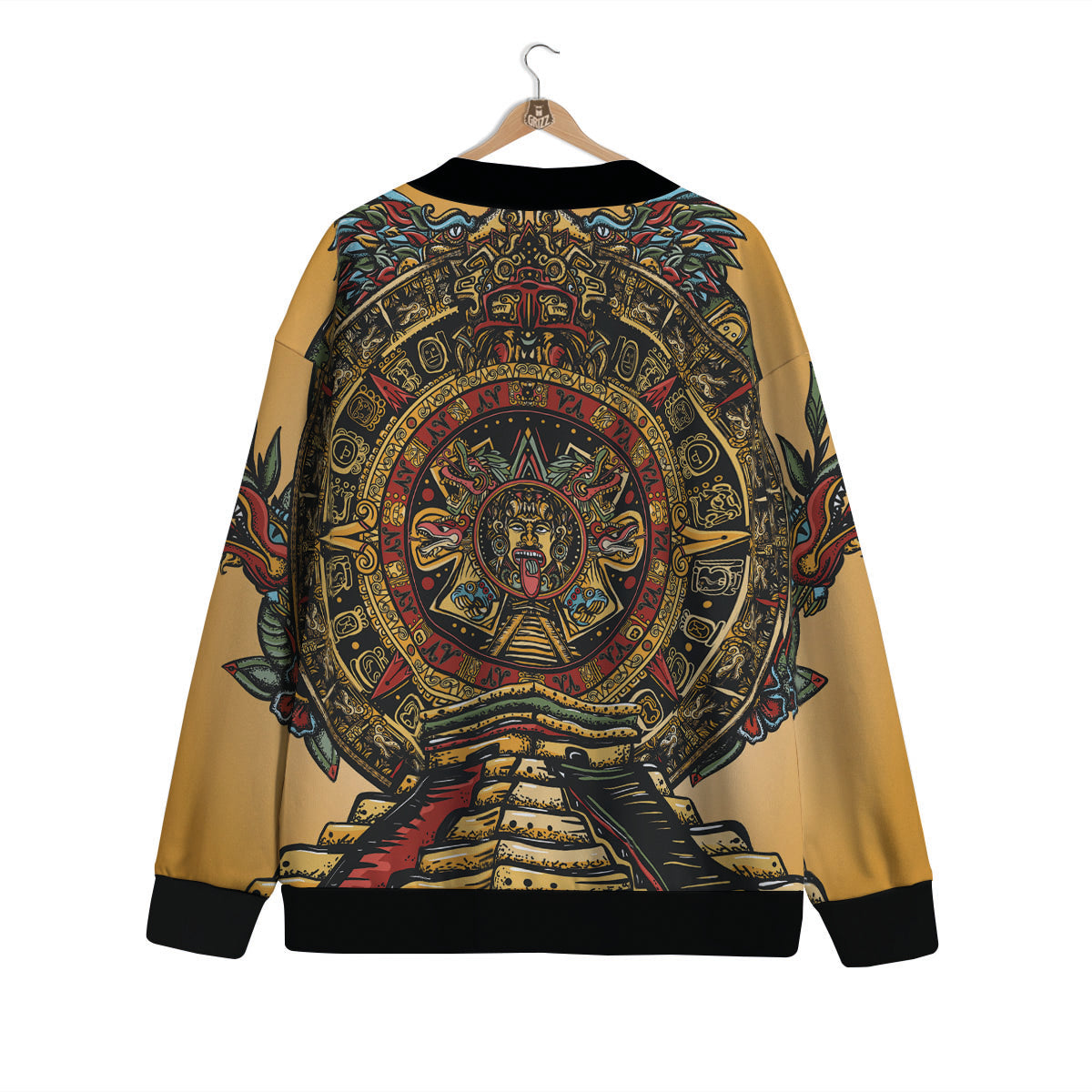 Statue Ancient Mayan Print Cardigan-grizzshop