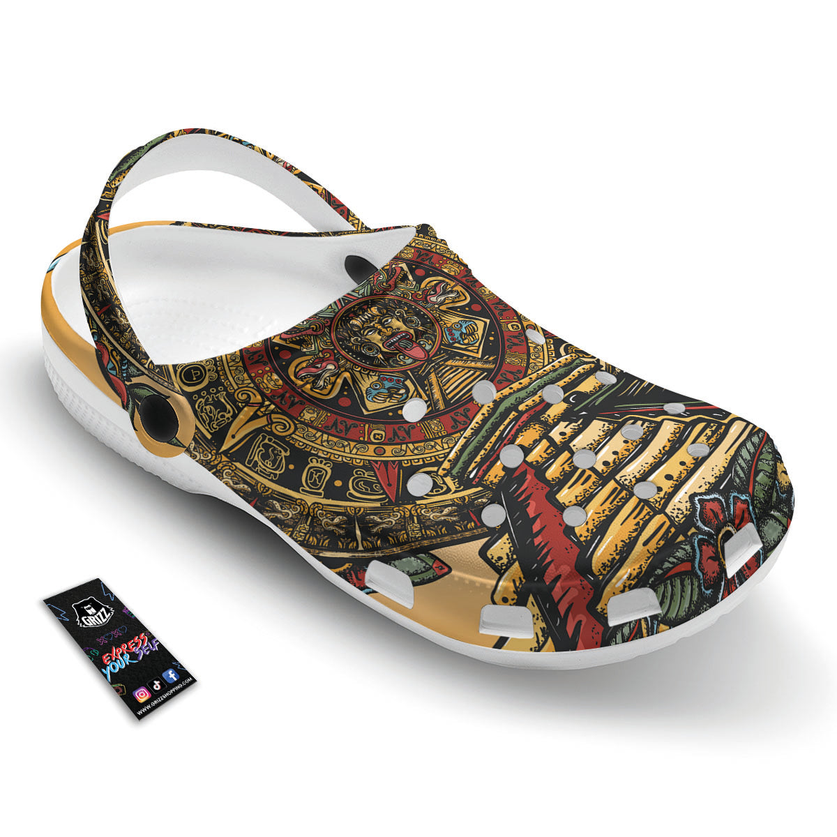 Statue Ancient Mayan Print Clog-grizzshop
