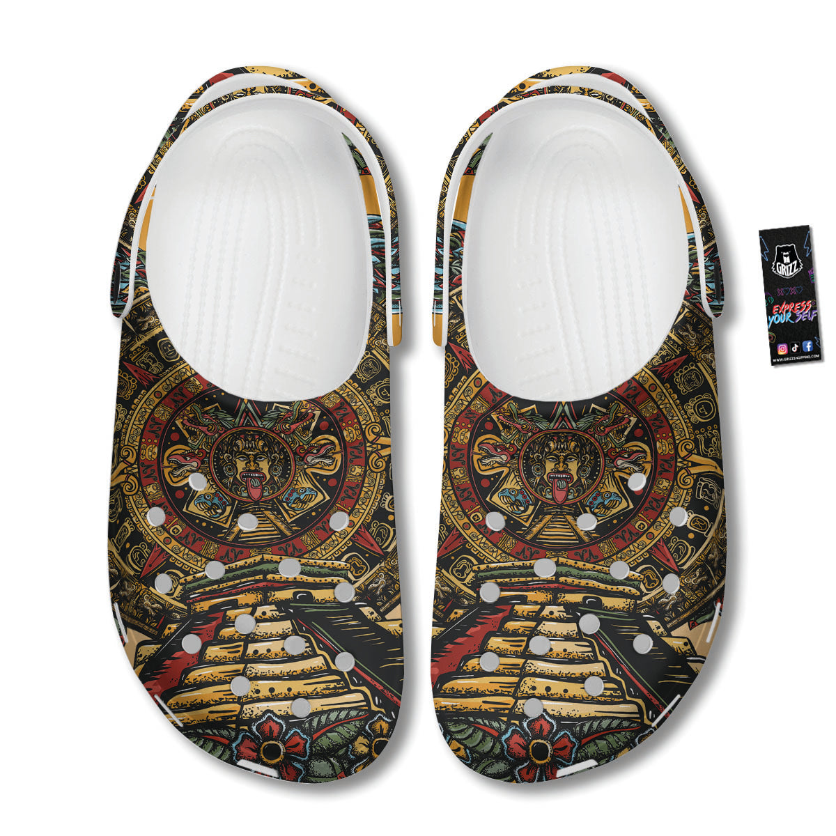 Statue Ancient Mayan Print Clog-grizzshop